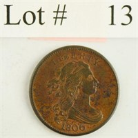 Lot #13 - 1806 Drapped Bust 1/2 Cent Large 6