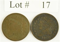 Lot #17 - Two 1809 Classic Head Half Cents