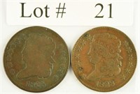 Lot #21 - 1825 & 1828 Classic Head 1/2 Cents