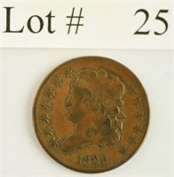 Lot #25 - 1829 Classic Head 1/2 Cent