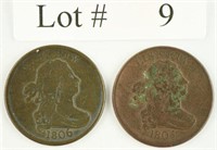Lot #9 - 1805 & 1806 Drapped Bust 1/2 Cent