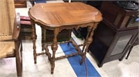Antique walnut six leg side table, 29 x 32 x 20