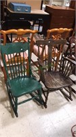Antique rocking chair painted green, vintage