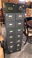 Eight double file card boxes, each one is 7 x 18