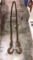 Heavy duty 12 foot chain with 6 inch iron hooks,
