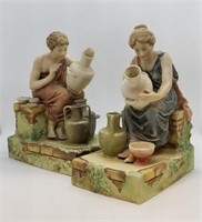 Pair of Capodimonte Bookend Porcelain Figures