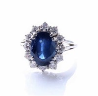 18K White Gold Sapphire Diamond Ring