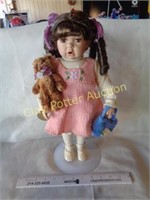Porcelain Doll - Pink with Teddy Bear