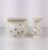 2 pieces of Belleek porcelain damage to both