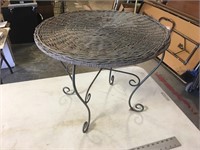 WICKER AND METAL TABLE
