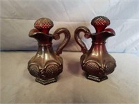 Set of 2 ruby red cape cod bath oil bottles