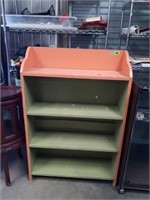 Solid Wood Orange & Green Painted Shelf