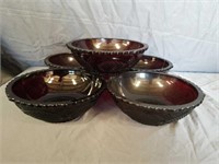 Beautiful Set of Ruby Red Soup Bowls