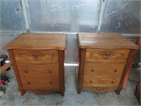 Pair of Solid Oak Wood Night Stands
