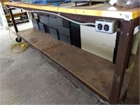 ROLLING STEEL POWERED SHOP TABLE WITH CARD