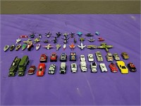 (55) small toy cars, airplanes, helicopters