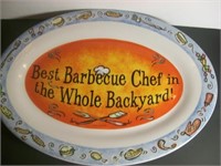 16 in long bbq chef serving platter