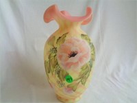 Fenton Burmese HP Diamond Optic 10" Vase Made for