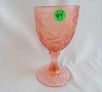 Fenton Pink Carnival Strawberry 7" Goblet
