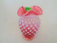 Fenton Cranberry Opal Hobnail 4" DC Vase