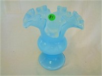 Fenton Blue overlay 6" Vase