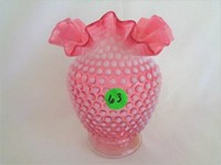 Fenton Cranberry Opal Hobnail 6 " Vase
