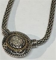 Sterling Silver & 14k Gold & Diamond Necklace