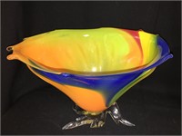 Signed Hand Blown Art Glass Bowl