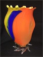 Signed Hand Blown Art Glass Vase