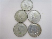 lot of 5; (4) 1968 (1) 1976 40% Silver Kennedy Hal