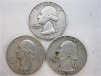 (3) 1963 D silver Washington Quarters