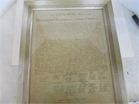 Framed print of the Declaration of Independence