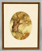 FRAMED AND MATTED "TREES" WATERCOLOR PAINTING