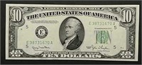 1950 $10 Wide Green Seal Federal Reserve Note  AU+