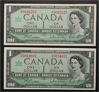 (2)  1967  $1  Bank of Canada notes  Unc