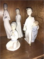 Group of 4 Lladro Style Porcelain Figures