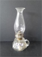 oil lamp. clear w/ finer hole