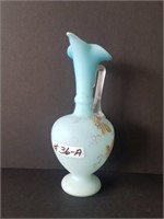Satin glass pitcher w/ gold inlay