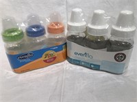 6 items:  Lot of baby items.  Evenflo three pack