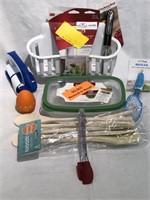 8 items:Kitchen lot Mr. Clean grout brush, orange