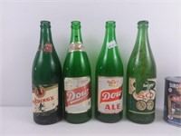 4 bouteilles de bière Dow, Brading's et Labatt