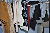 13 Men's Size Large Sweaters and 2 Scarves