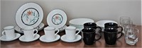 22 Pcs Corelle/Corning Dinnerware, 4 Copco Mugs