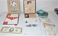 Box of Ephemera, Postcards, Writing Paper…