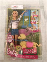 Barbie walk & potty pup, Box open, appears new