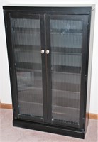 Black Contemporary Cabinet w/Ribbed Glass Doors