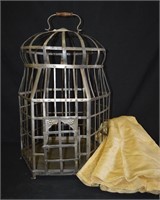 Antique Metal Bird Cage & Cover - 27"t