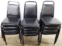 (12) Black Vinyl Stacking Banquet Chairs