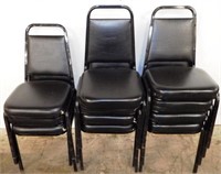 (11) Black Vinyl Stacking Banquet Chairs