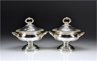 PAIR OF SHEFFIELD PLATE SAUCE TUREENS